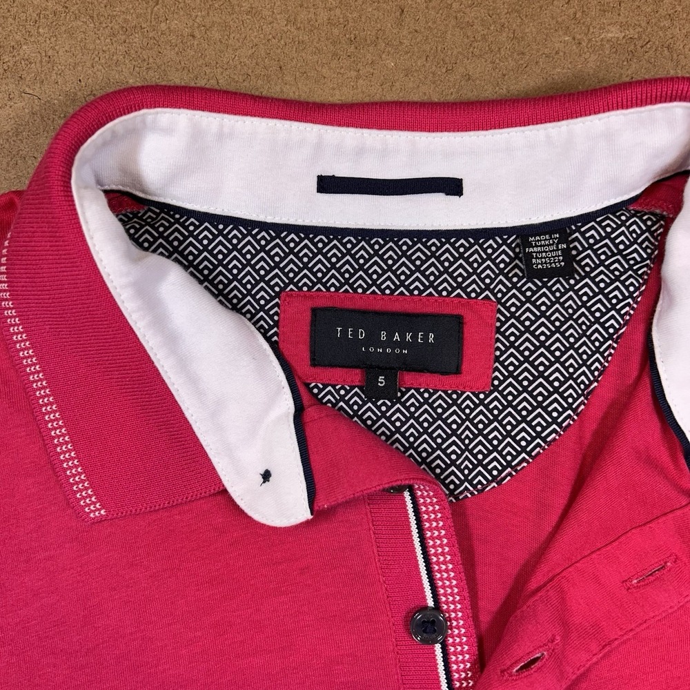Ted Baker London Short Sleeve Button Polo Mens US Size XL (UK5) Pink Regular Fit